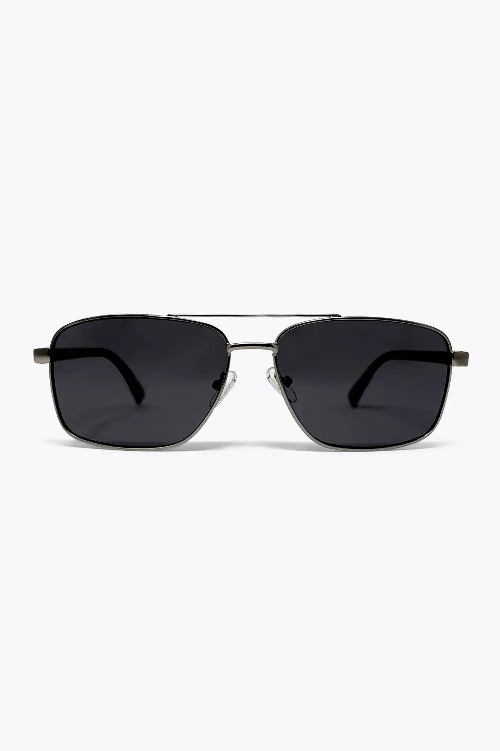 Q2 Square Aviator Sunglasses with Metal Frame in silver color