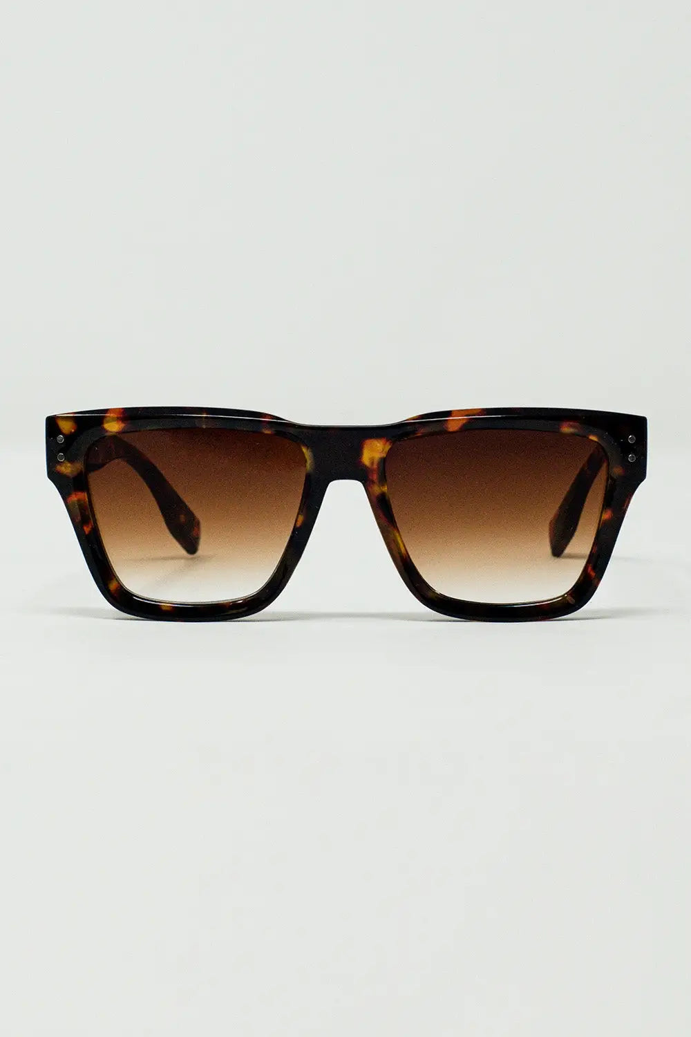Q2 Square Chunky Sunglasses In Tortoise Shell With Degrade Lenses