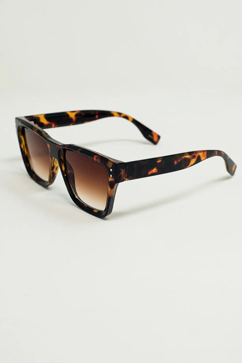 Square Chunky Sunglasses In Tortoise Shell With Degrade Lenses - One Size / Brown