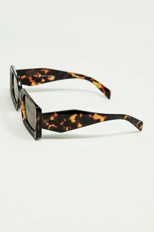 square sunglasses with brown abstract print - One Size / Brown
