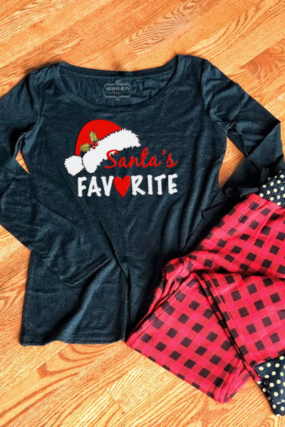 Santa's Favorite Long Sleeve Tee *Exclusive Design - Melissa Jean Boutique