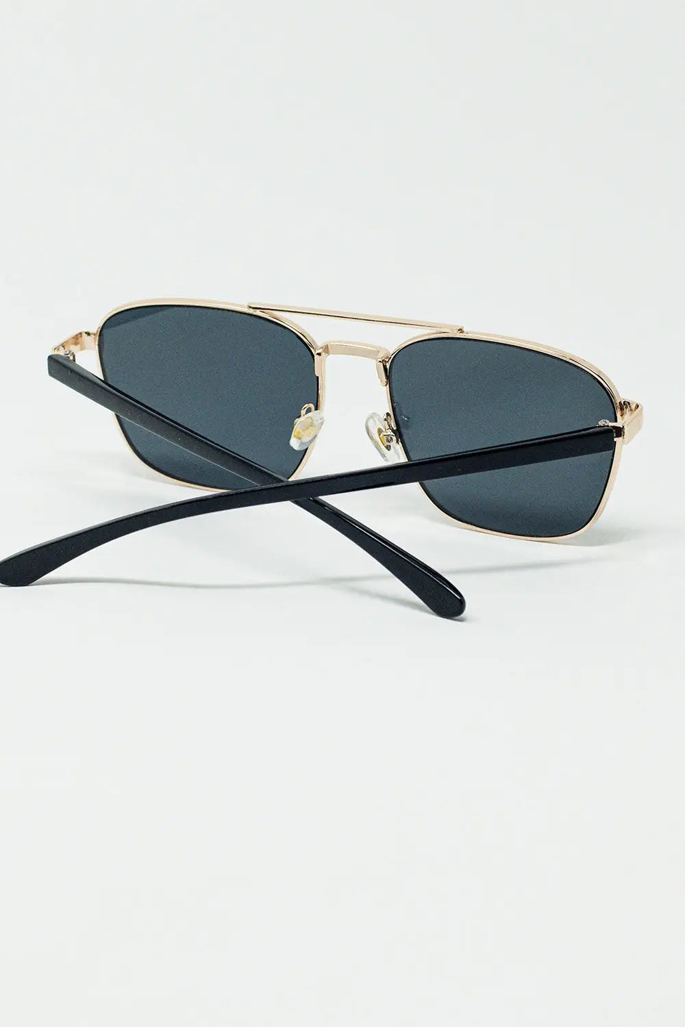 Squared Metal Sunglasses in Black Smoke Lens - One Size / Blue
