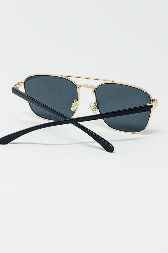 Squared Metal Sunglasses in Black Smoke Lens - One Size / Blue