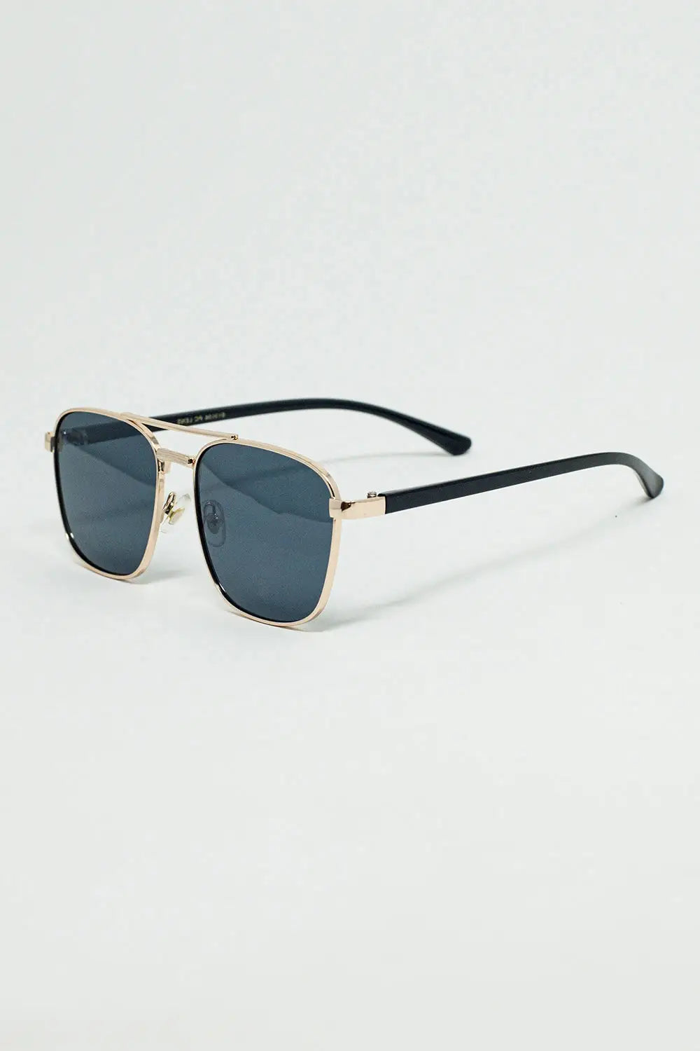 Squared Metal Sunglasses in Black Smoke Lens - One Size / Blue