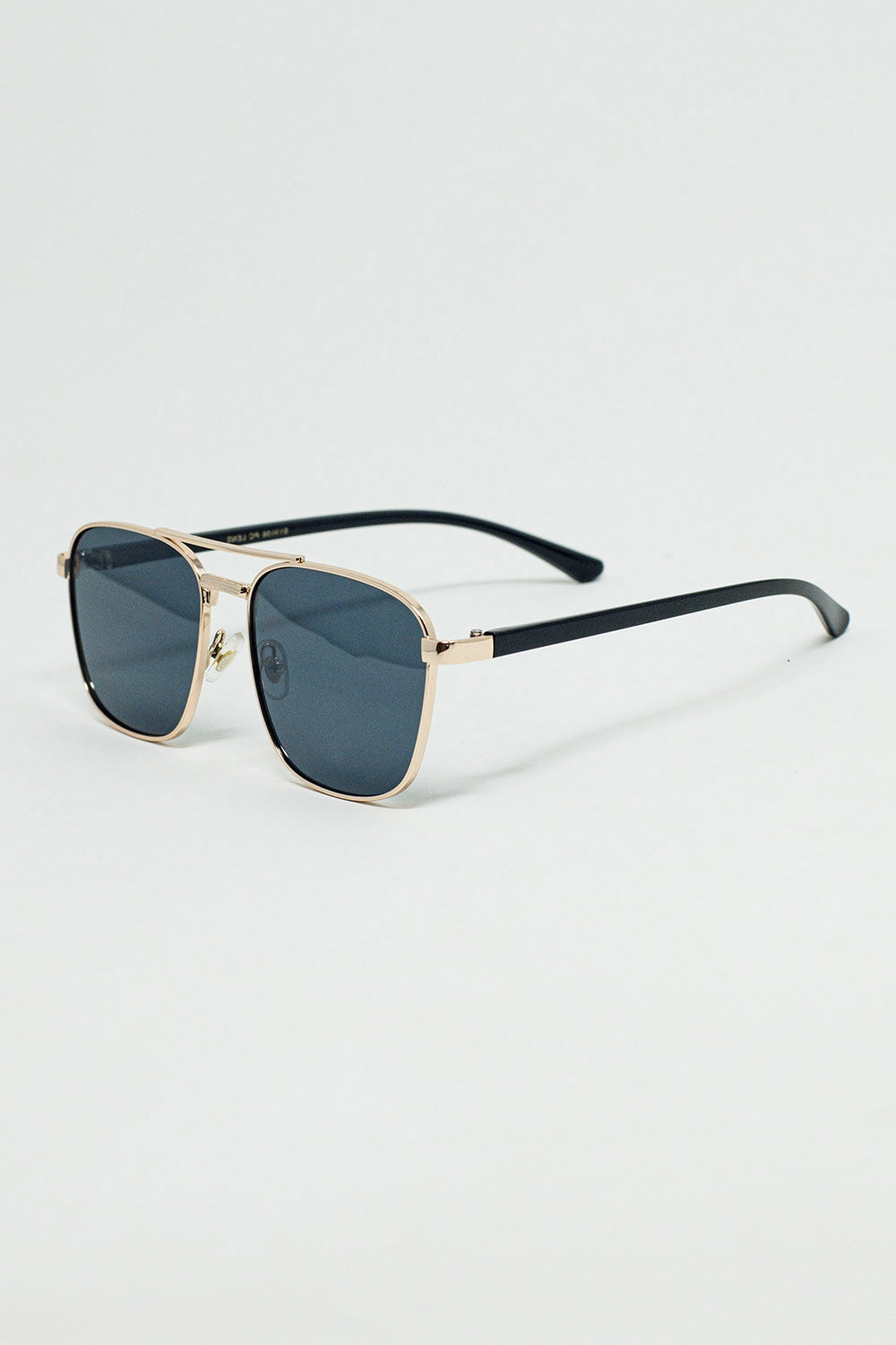 Squared Metal Sunglasses in Black Smoke Lens