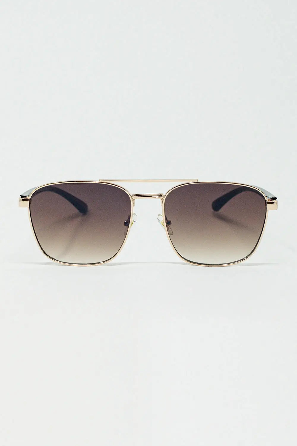 Q2 Squared Metal Sunglasses in Brown Smoke Lens