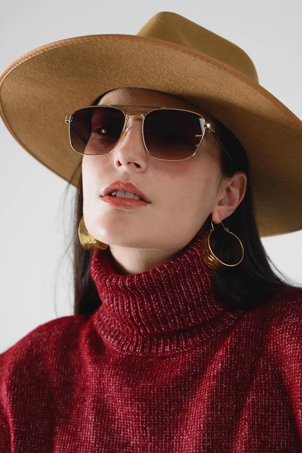 Squared Metal Sunglasses in Brown Smoke Lens - One Size / Brown