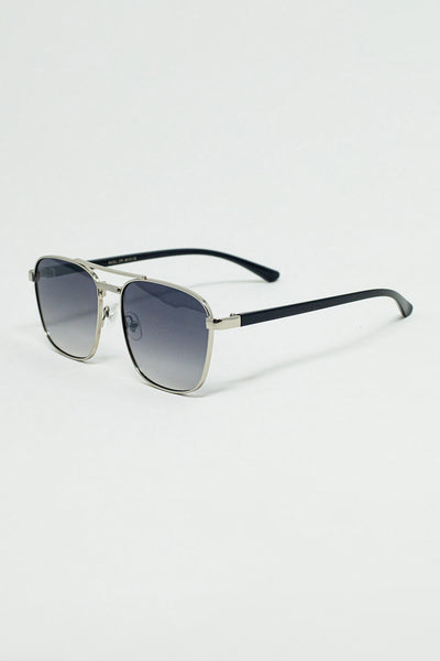 Squared Metal Sunglasses in Gray Smoke Lens