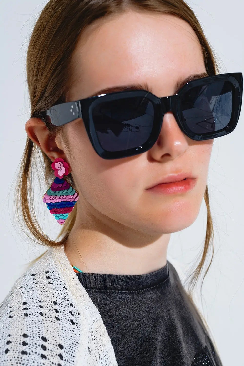 Squared Sunglasses With Dark Lenses in Black - One Size / Black