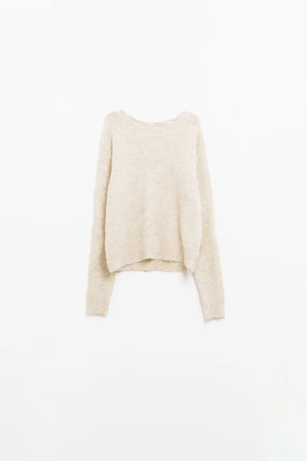 standard fit soft knit sweater in beige - Sweaters