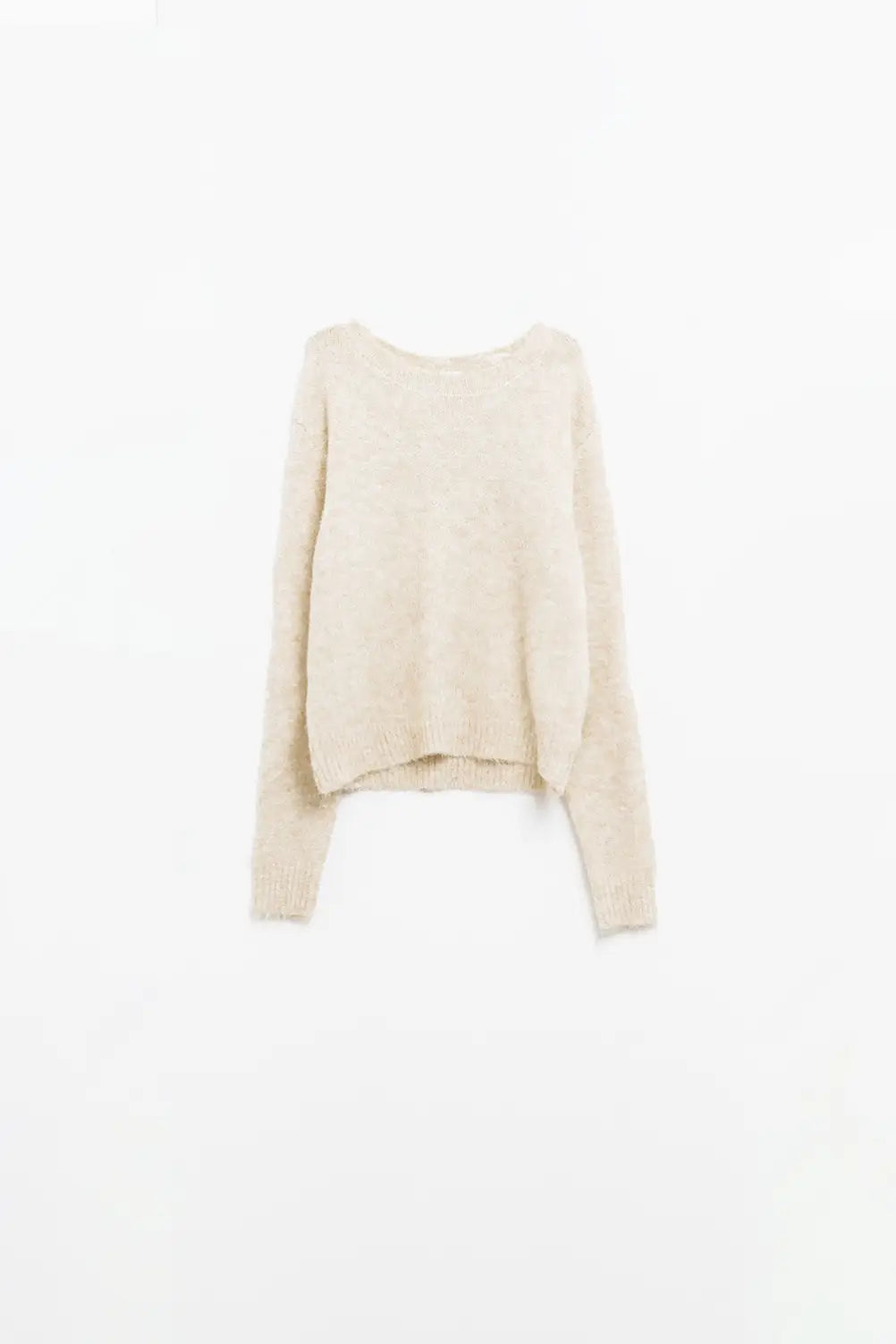 standard fit soft knit sweater in beige - Sweaters