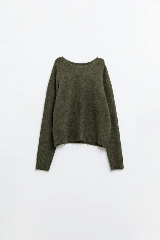 standard fit soft knit sweater in khaki - Sweaters