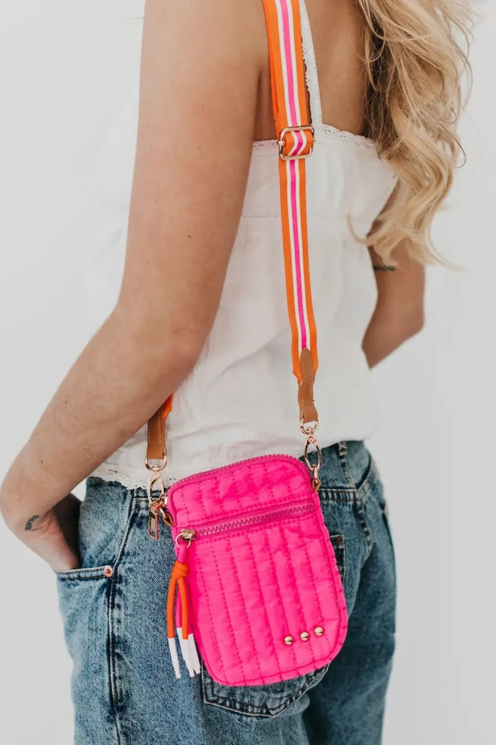Starlette Quilted Crossbody Bag - Hot Pink - Crossbody Bag