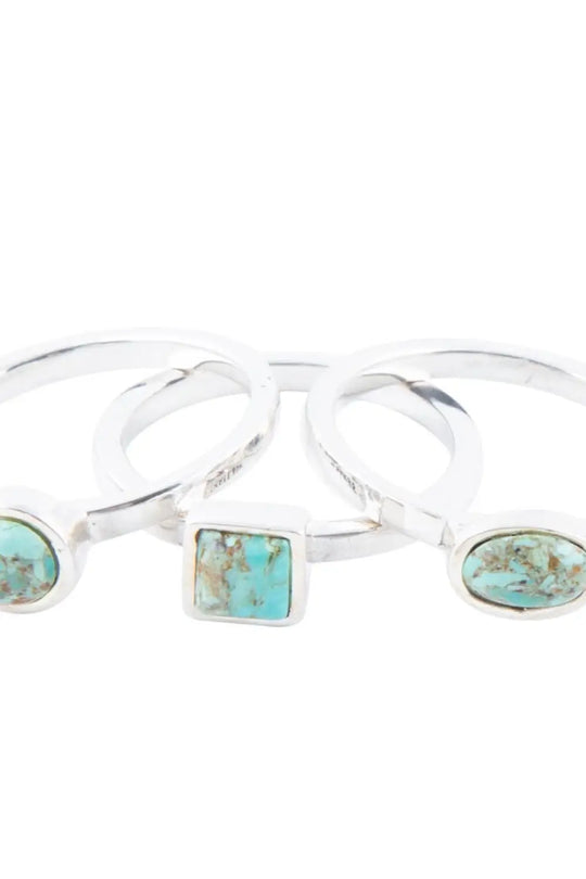 Sterling Silver Blue Turquoise Stackable Ring - Rings