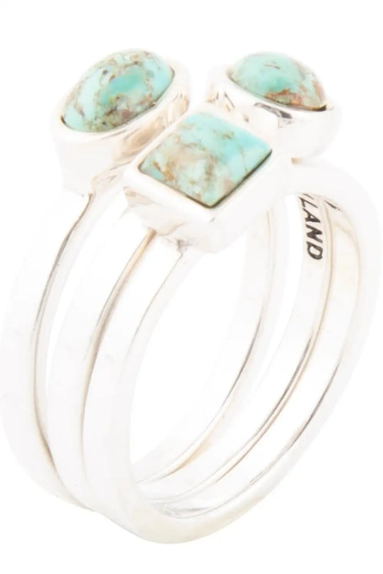 Sterling Silver Blue Turquoise Stackable Ring - Rings