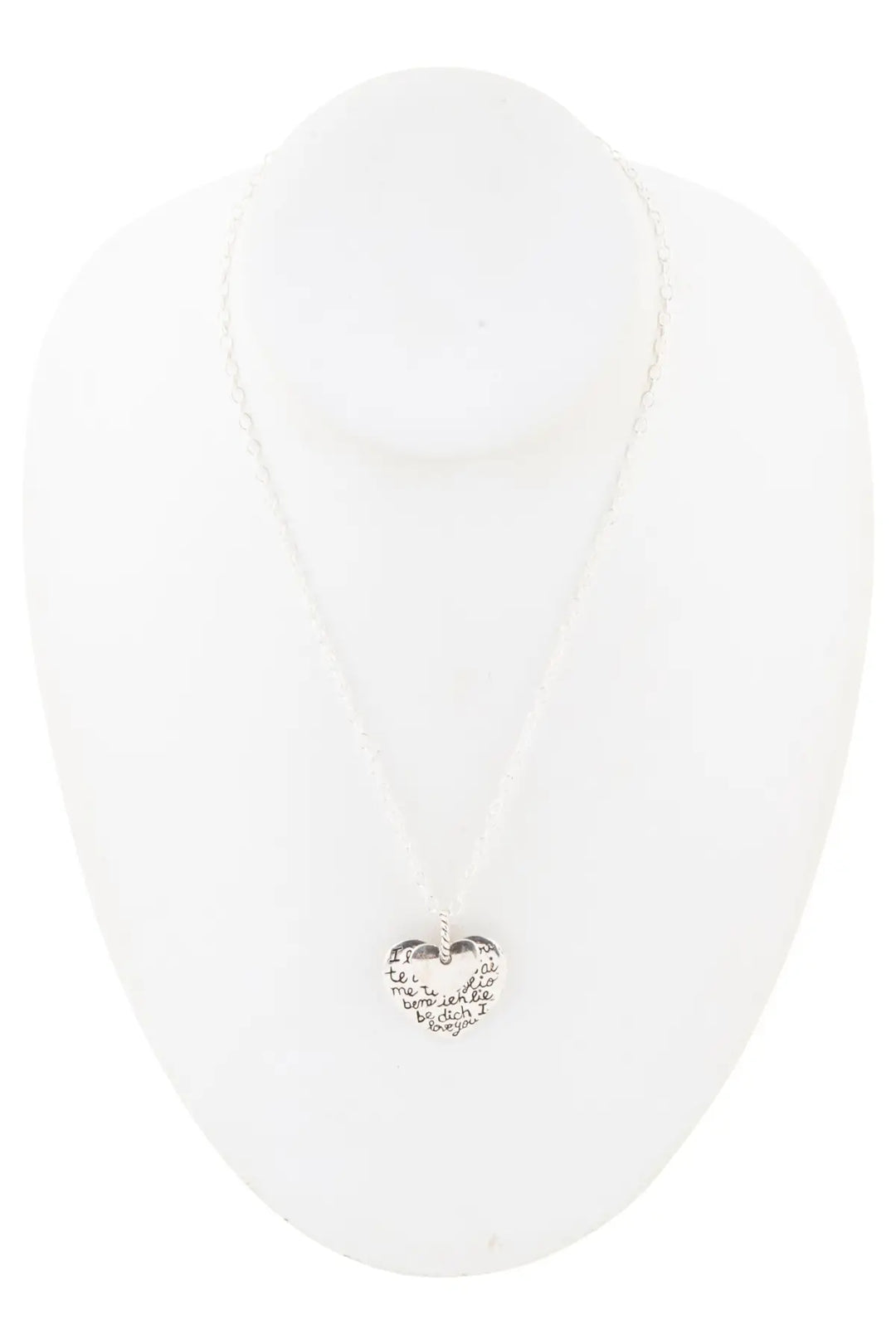 Sterling Silver Engraved Heart Pendant Neckalce - Necklaces