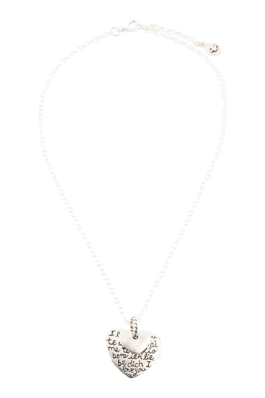 Sterling Silver Engraved Heart Pendant Neckalce - Necklaces