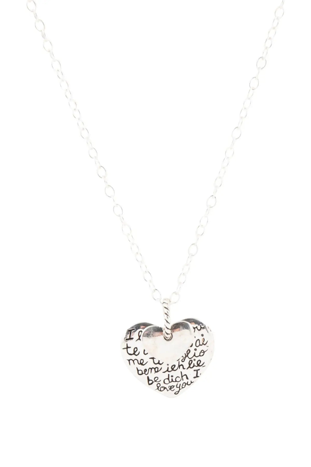 Sterling Silver Engraved Heart Pendant Neckalce - Necklaces