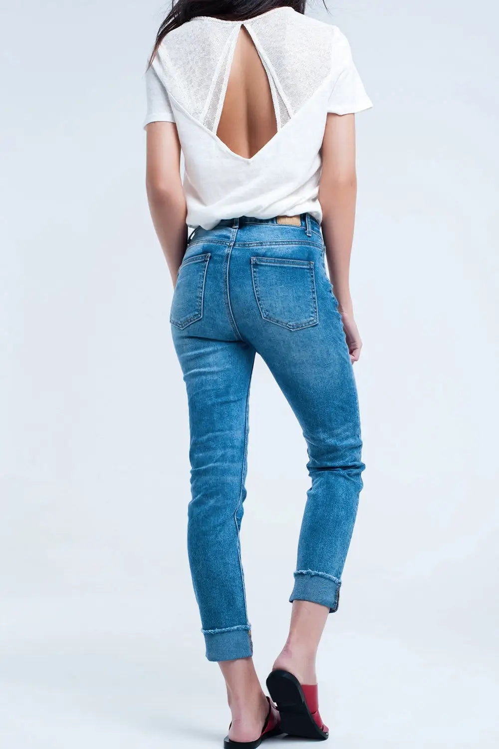 Straight ankle jeans with crystal detail - Jeans