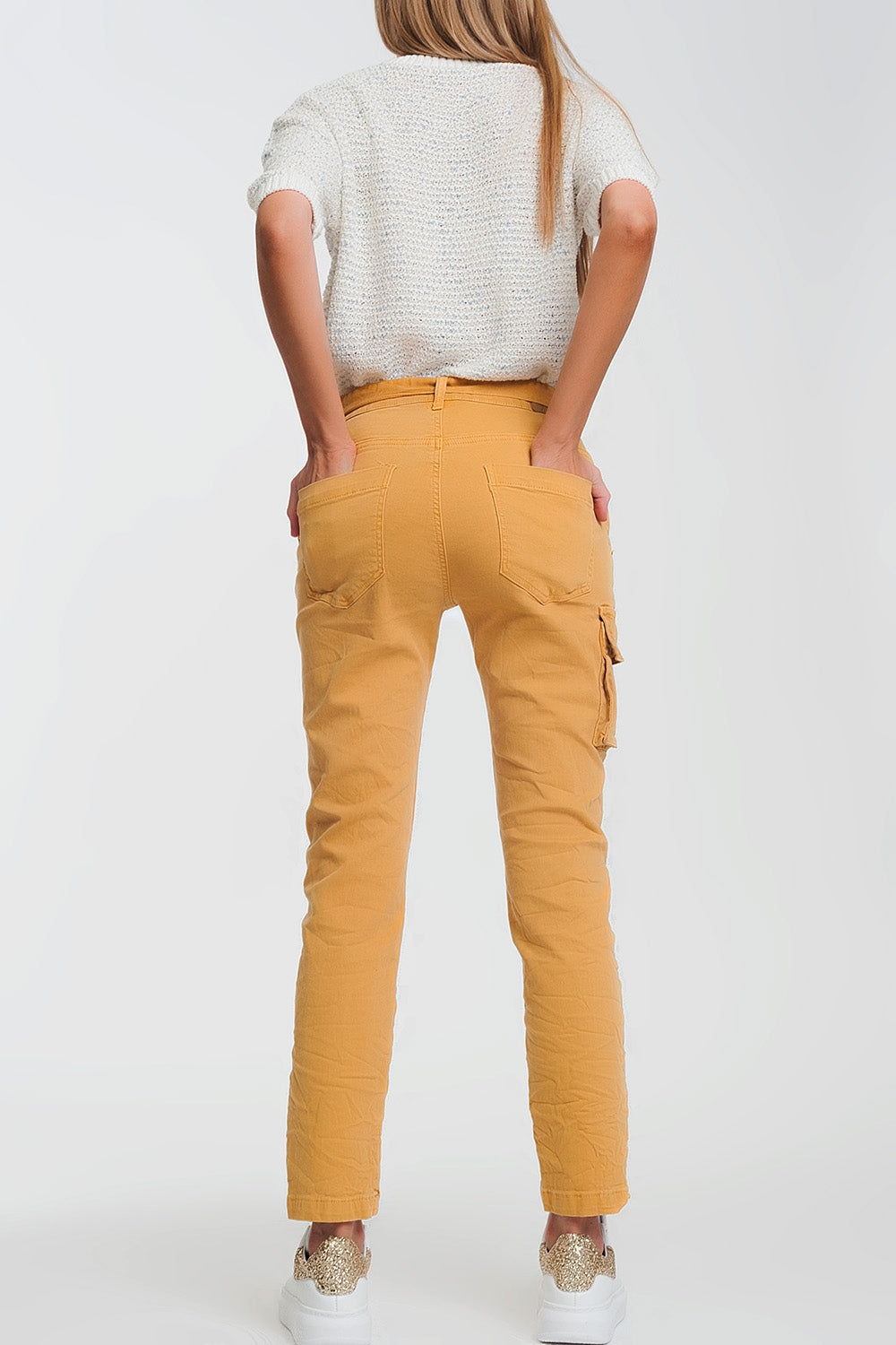 straight cut pants in mustard