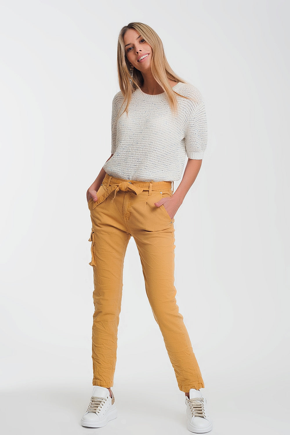 Q2 straight cut pants in mustard