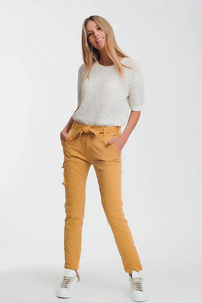 Q2 straight cut pants in mustard