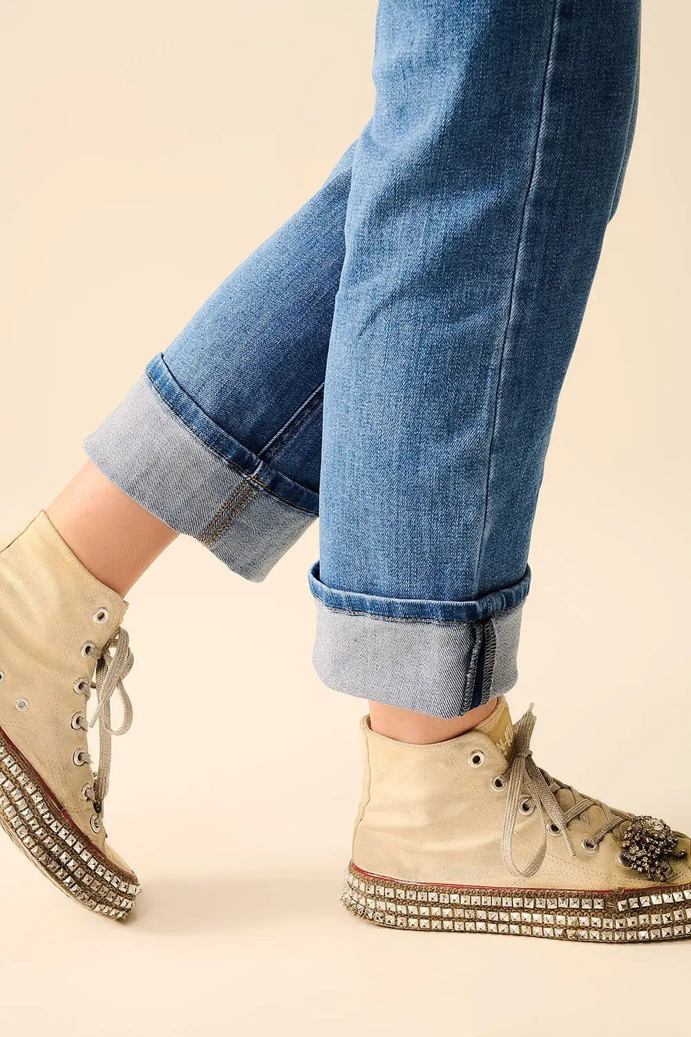 Straight Hem denim Elastic jeans in Medium Wash - Jeans