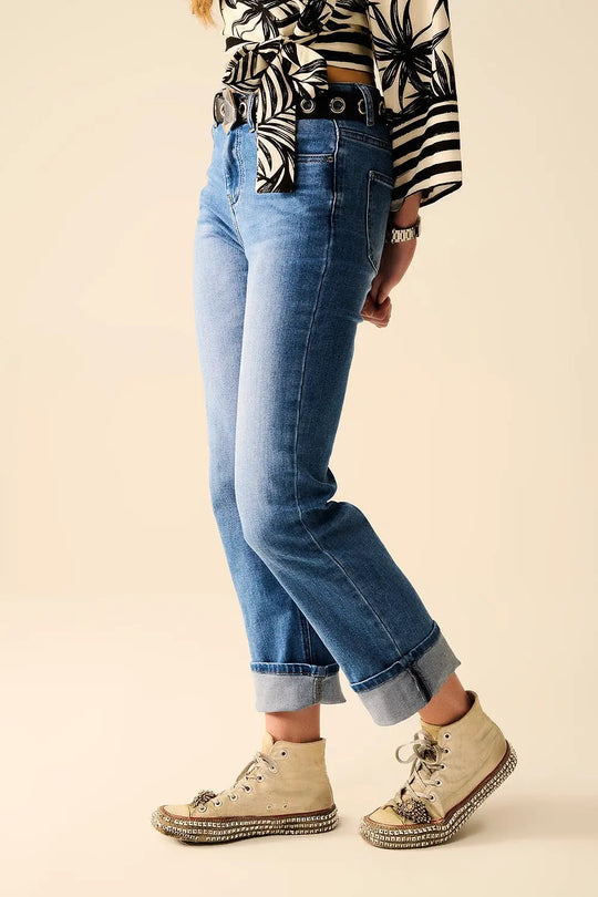 Straight Hem denim Elastic jeans in Medium Wash - Jeans