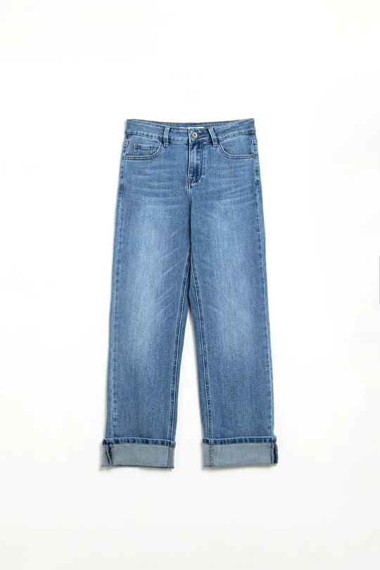 Straight Hem denim Elastic jeans in Medium Wash - Jeans