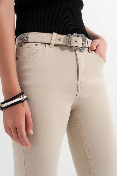 straight jeans in beige with wide ankles - Jeans