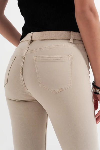 straight jeans in beige with wide ankles - Jeans