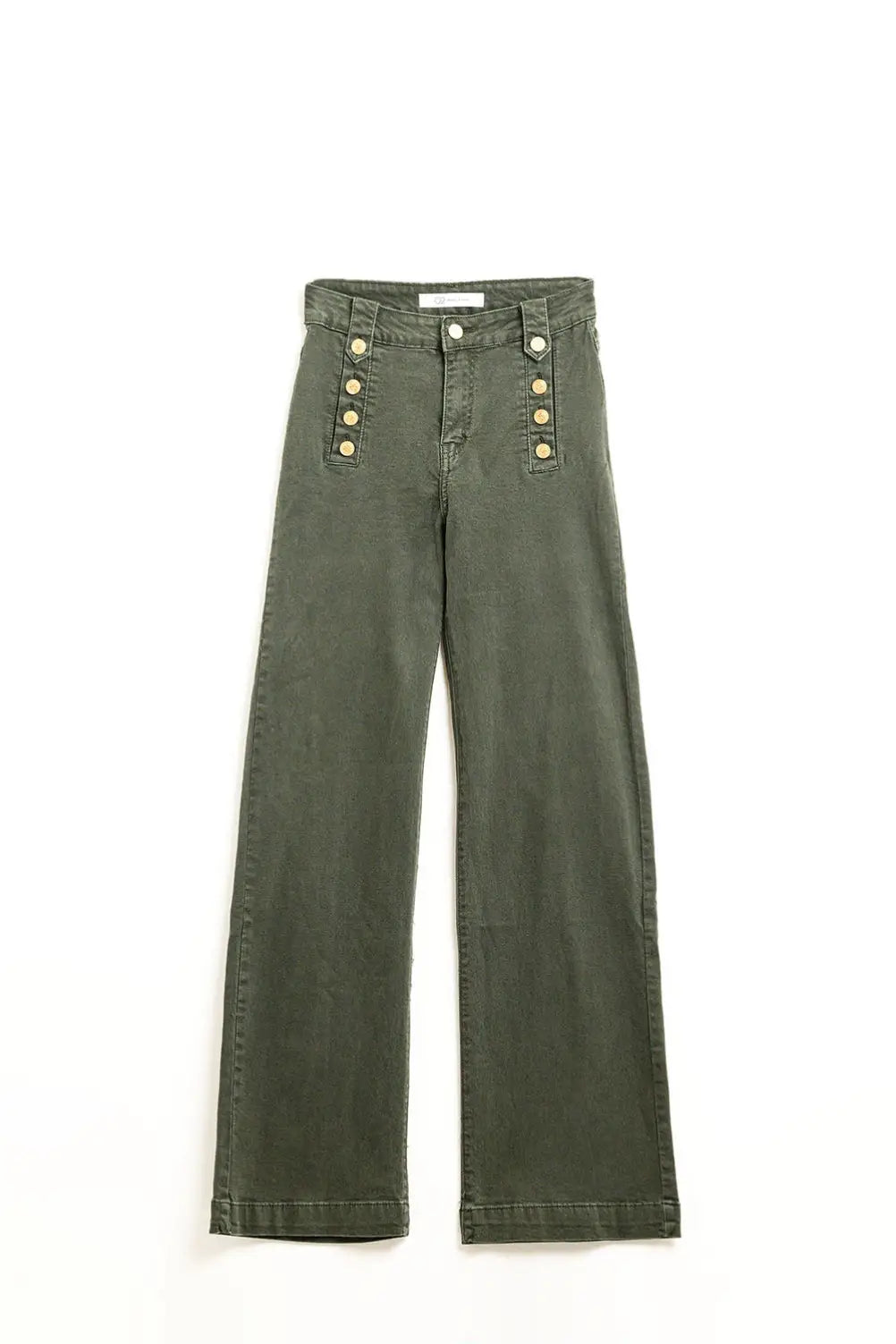 Straight Jeans With Gold Buttons At the Side in khaki - Pants