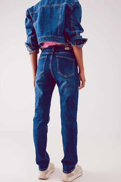 Straight leg jeans in thrift blue