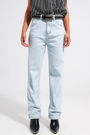 Q2 Straight leg jeans in vintage lightwash