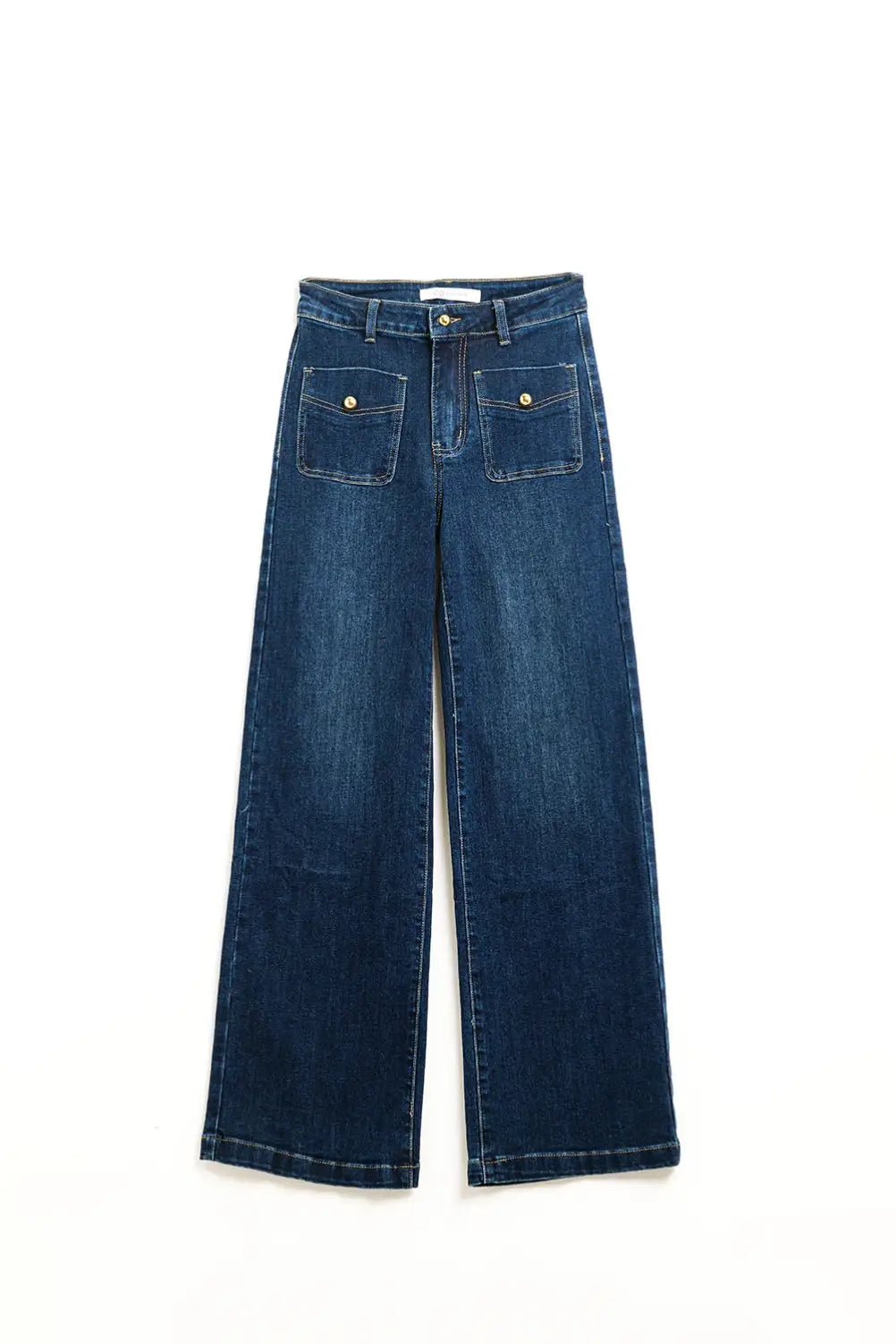 Straight Leg Jeans With Front Pockets and Button - Jeans