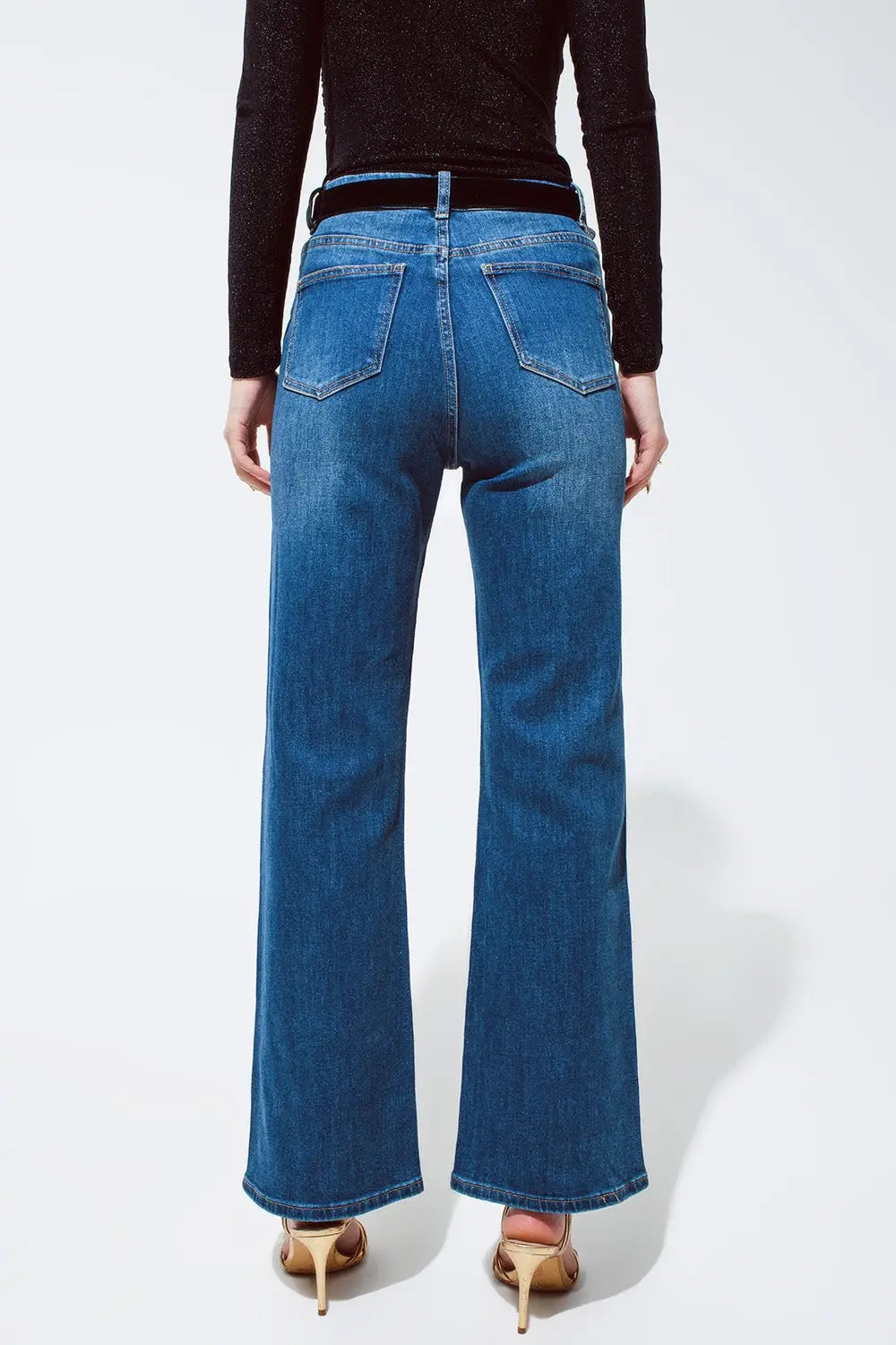 Straight Leg Jeans with gold metallic finish - Jeans