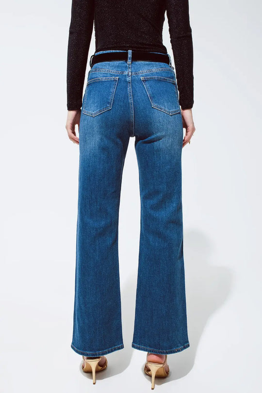 Straight Leg Jeans with gold metallic finish - Jeans