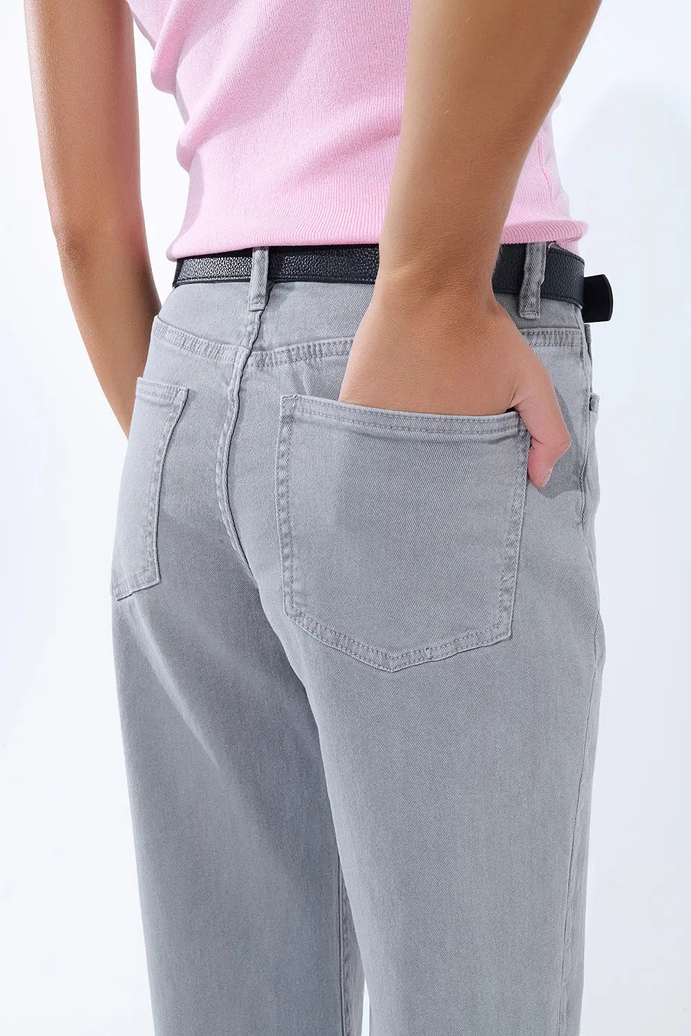 Straight leg Pants with cropped hem in Gray - Jeans