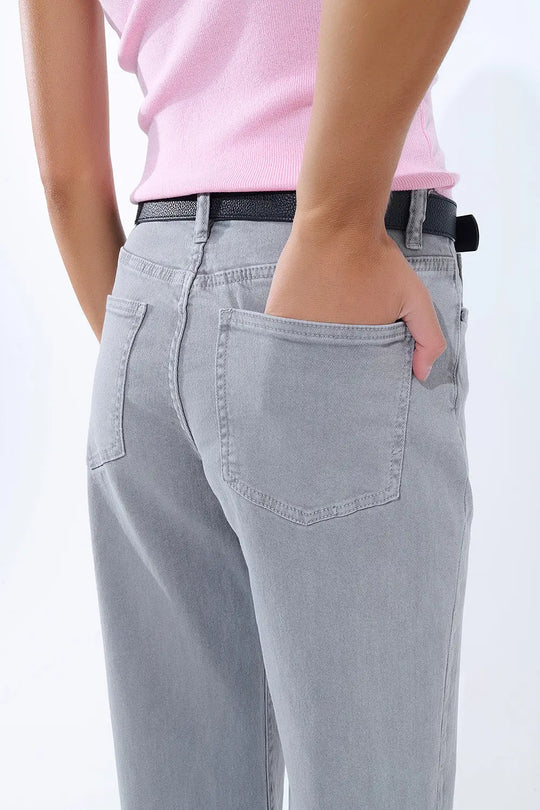 Straight leg Pants with cropped hem in Gray - Jeans