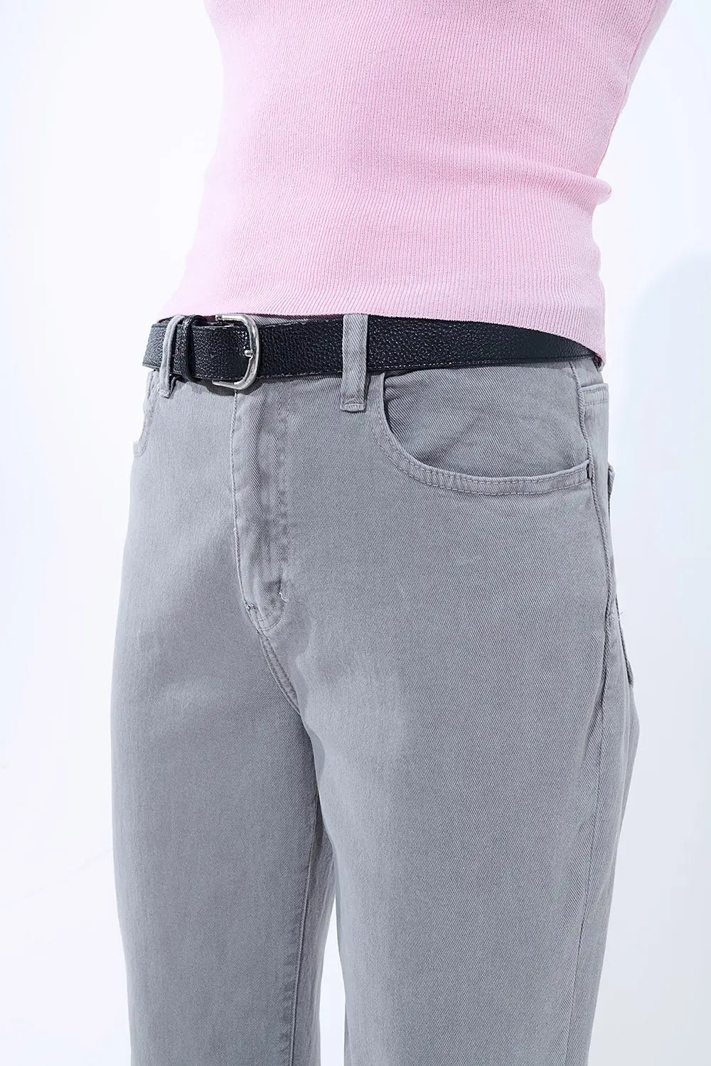 Straight leg Pants with cropped hem in Gray - Jeans