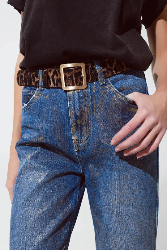 Straight leg ripped jeans with gold metallic glow - Jeans