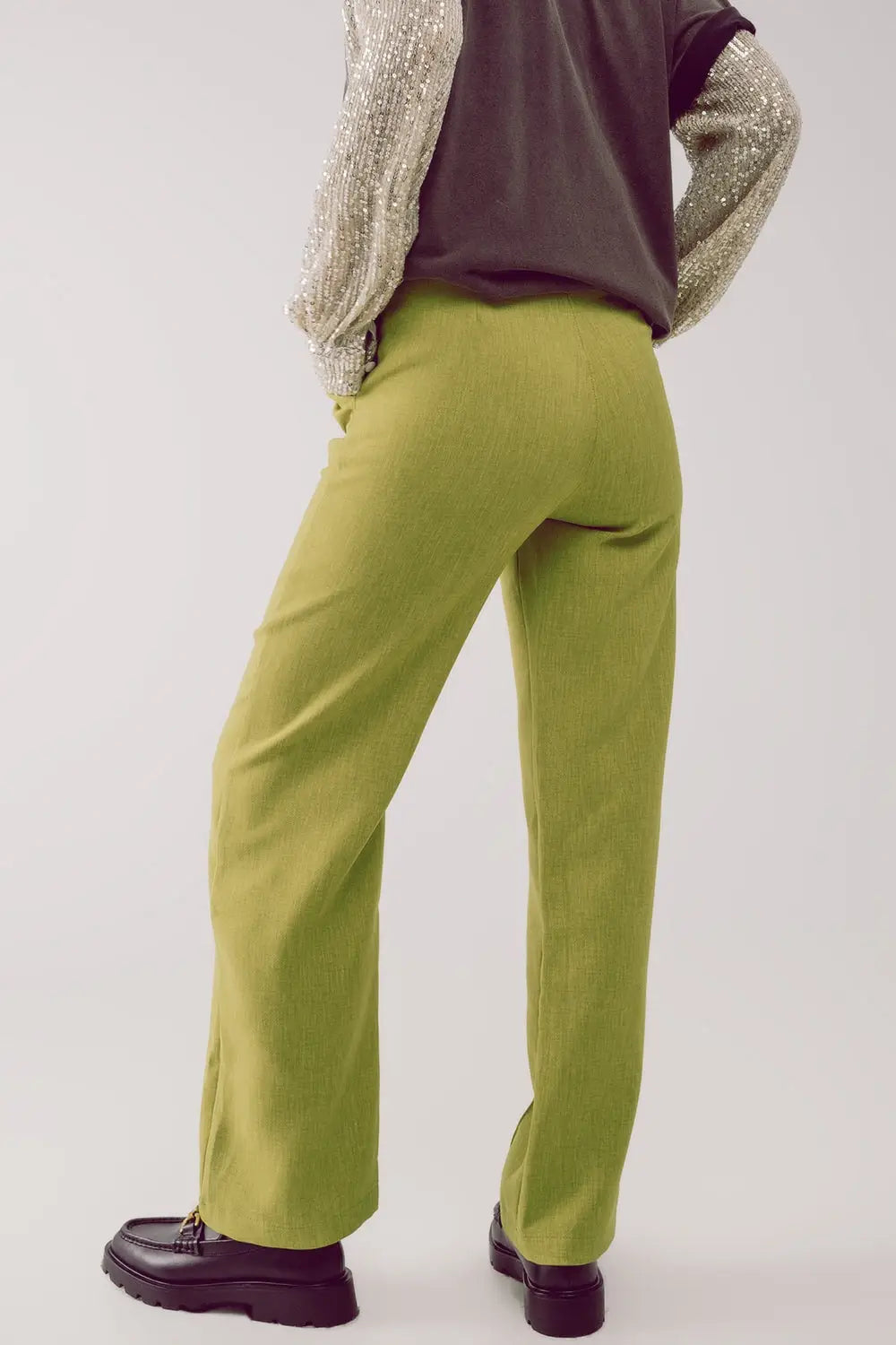 Straight leg tailored pants in green - Pants