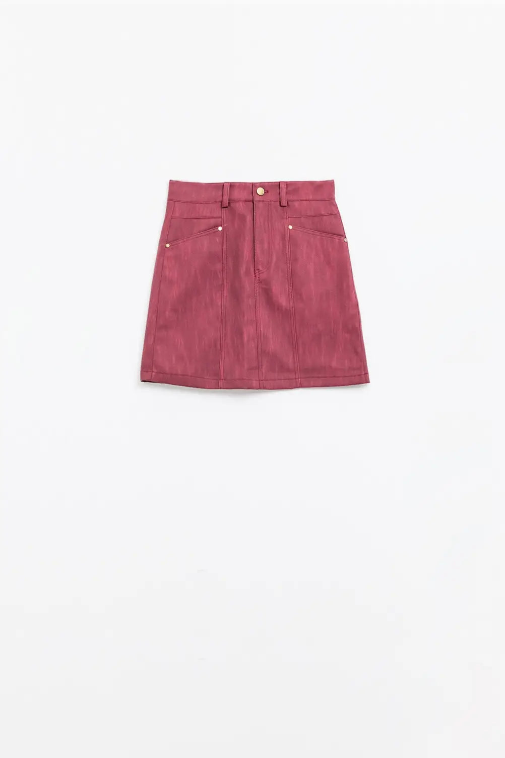 Straight mini skirt in burgundy with pockets - Skirts