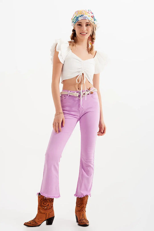 Straight Pants in pink with wide ankles - Jeans
