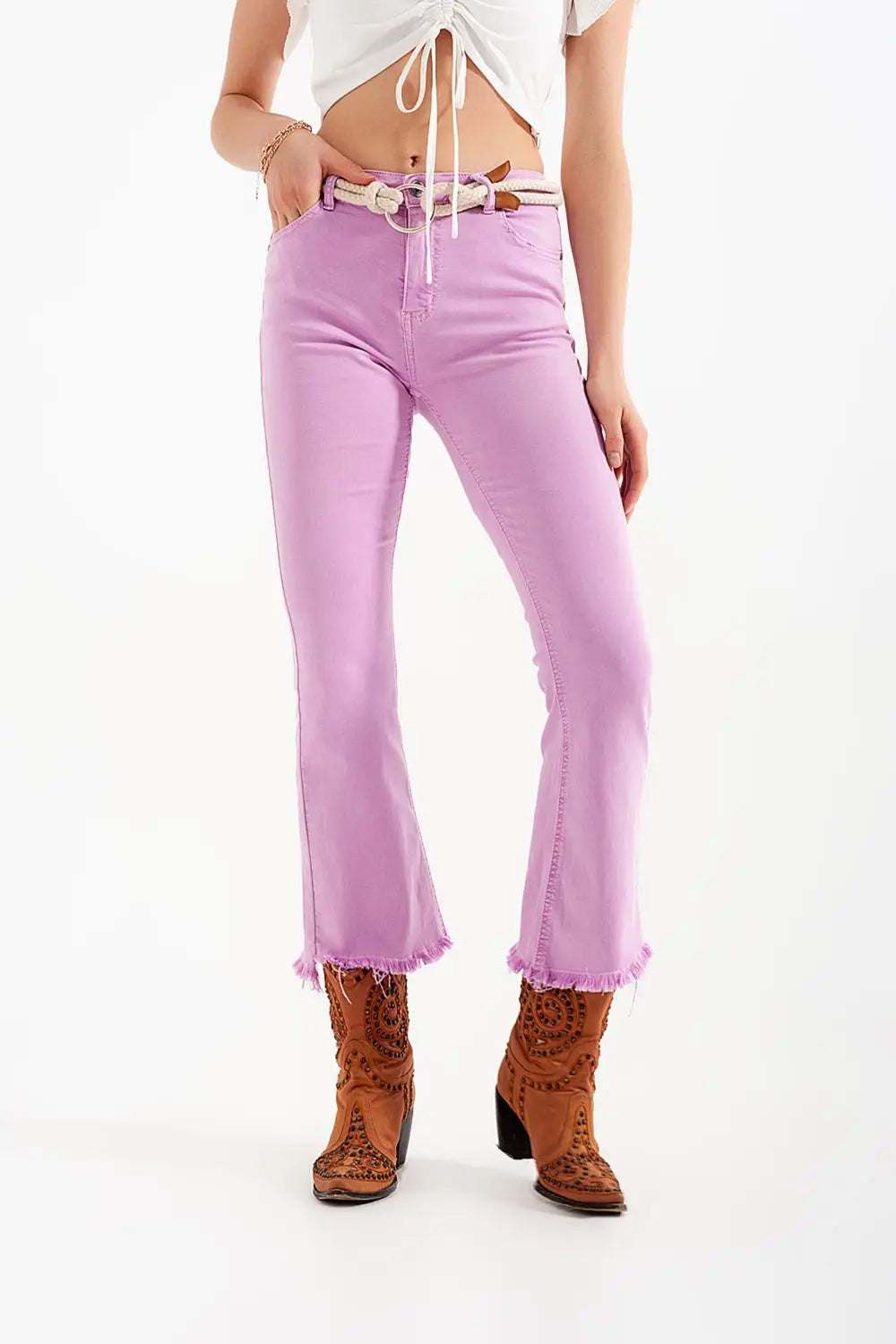 Straight Pants in pink with wide ankles - Jeans