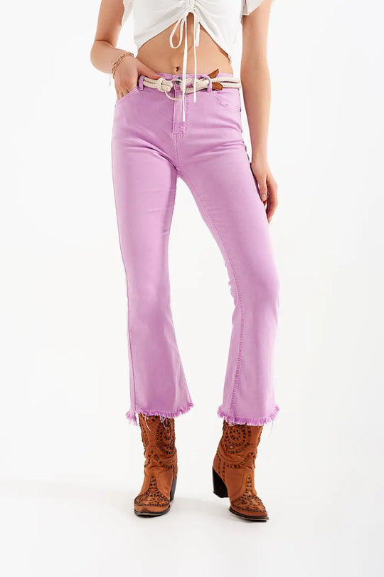 Straight Pants in pink with wide ankles - Jeans