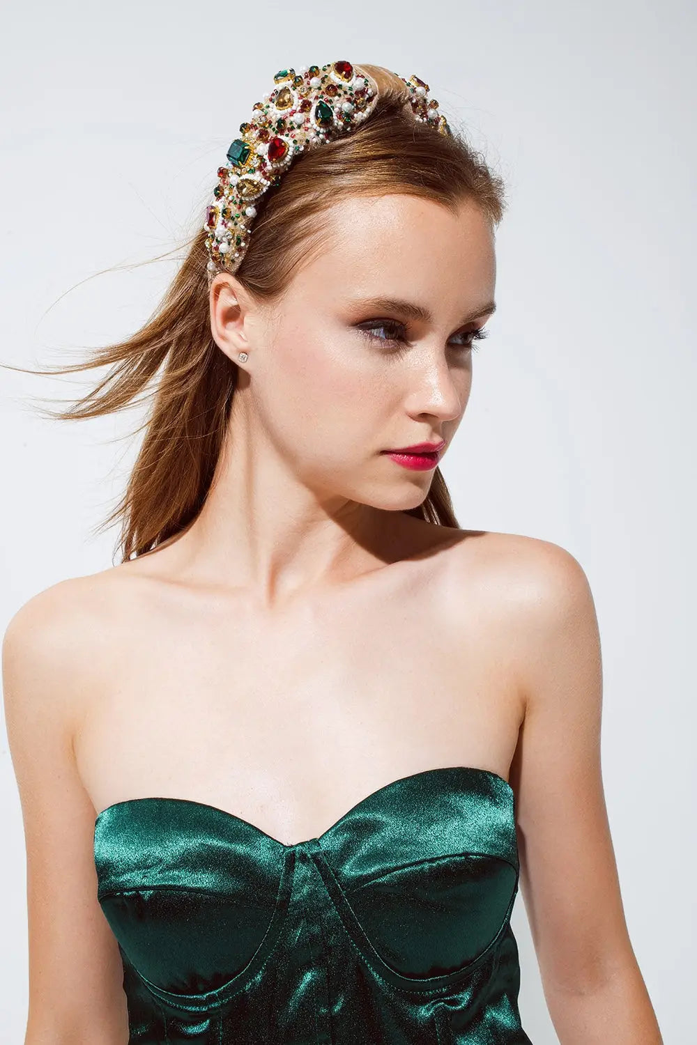 Strapless Corset Style Top In Emerald Green - Tops