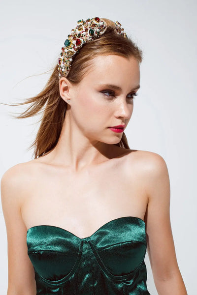 Strapless Corset Style Top In Emerald Green - Tops