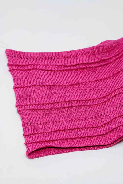 Strapless Knitted bodycon Top In Fuchsia - One Size / Fuchsia - Tops