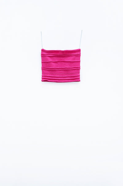 Strapless Knitted bodycon Top In Fuchsia